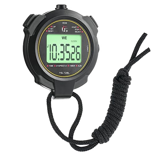 Luminous Stopwatch – Digital Stopwatch Timer with Lanyard, Countdown Sports Stopwatch Handheld Stop Watches with Alarm & Calendar, Shockproof Waterproof Switchable Stopwatch for Coach Referee