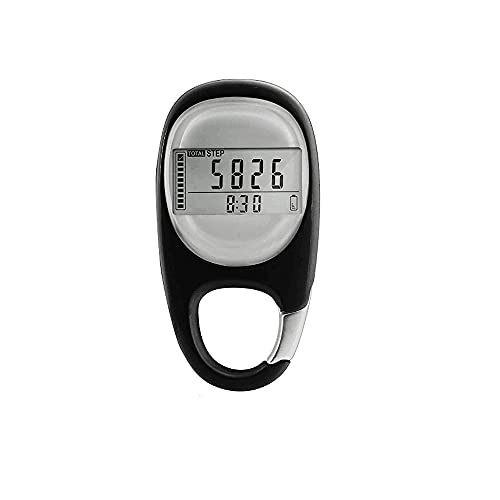 3D Digital Simple Walking Distance Clip on Pedometer Step Counter with Clip Activity Time 7 Days Memory Walking Distance Miles/km Exercise Fitness Activity Calorie for Men Women Kids (Black)