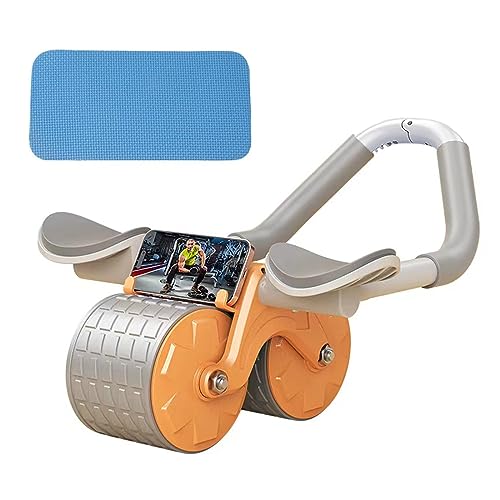 Abdominal Exercise Roller,Ab Rollers Exercise Wheel, Automatic Rebound Abdominal Wheel Trainer Abs Rollers Wheel for Body Fitness Strength Training Home Gym Men Women Working Out (Orange)