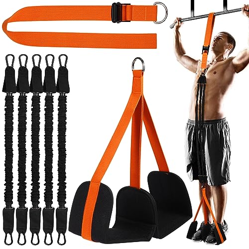 TOBWOLF 250lbs Pull up Assist Band System w/Foot Knee Support, Adjustable Anti Snap Chin Up Assistance Bands, Heavy Duty Pull Up Assist Elastic Resistance Band for Body Stretching Strength Training