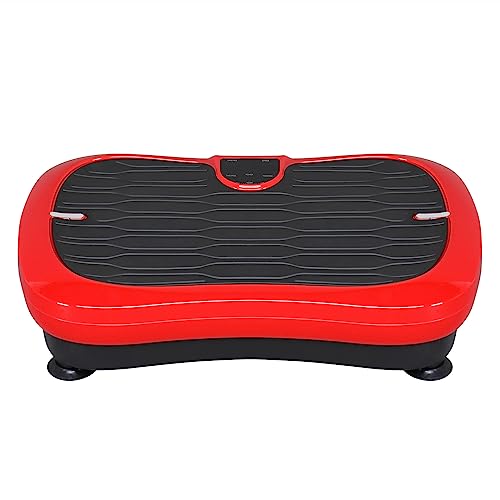 Vibration Plate Exercise Machine,110V Household Whole Body Workout Vibration Fitness Platform with LCD Screen & Bluetooth,Home Training Equipment for Weight Loss & Toning (Red)