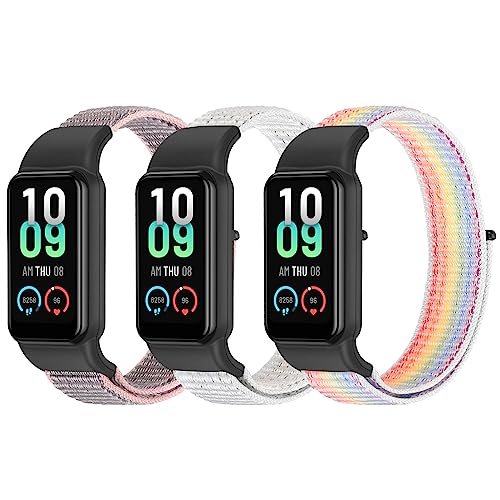 YCHDDER Solo Loop Nylon Straps Compatible with Amazfit Band 7 Strap,Soft Breathable Comfortable Adjustable Colorful Sports Replacement Band for Amazfit Band 7 for Men Women