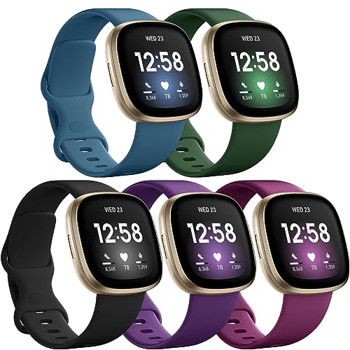 GEAK Compatible with Fitbit Versa 3 Bands and Fitbit Sense Bands Women Men, Soft Flexible Sport Wristband Replacement Strap Accessories for Fitbit Sense 2/Fitbit Versa 4 Bands for Women Men Small