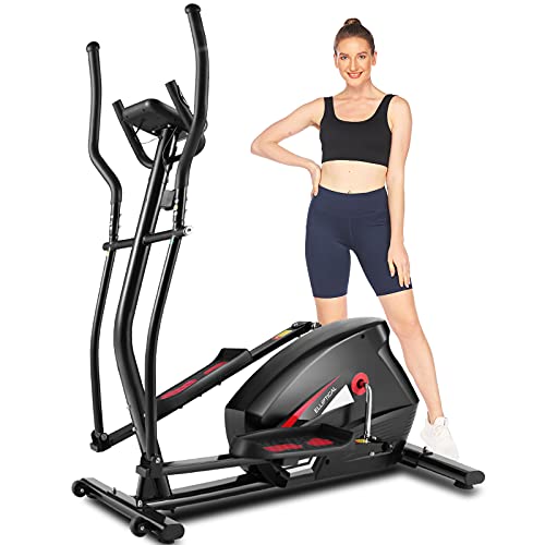 ANCHEER Elliptical Machine Cross Trainer for Home Use, Cardio Fitness Equipment EM530 Gym Fitness Machine with 10 Level Magnetic Resistance, LCD Monitor, 390LBs Max Weight (Black)