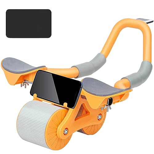 Ab dominal Wheel TimerAb dominal Wheel Exercise RollerAb Roller Wheel with Knee Mat Automatic Rebound Ab Workout Equipment Ab Stimulator Exercise Wheels for Home Gym (orange)