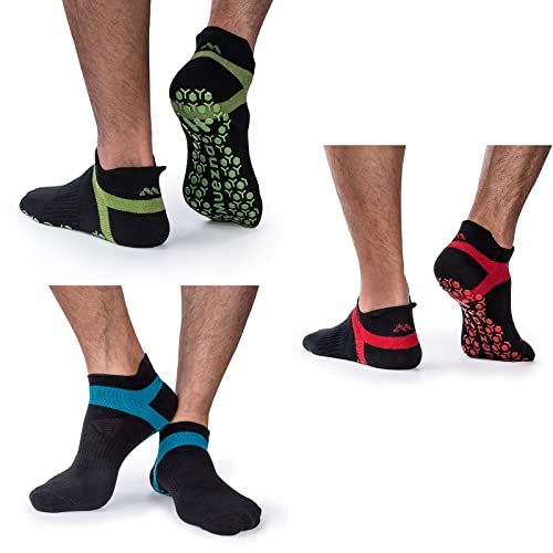 Muezna Men’s Non-Slip Yoga Socks, Anti-Skid Pilates, Barre, Bikram Fitness Hospital Slipper Socks with Grips