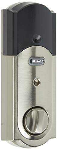 SCHLAGE Z-Wave Connect Camelot Touchscreen Deadbolt with Built-In Alarm, Satin Nickel, BE469 CAM 619, Works with Alexa via SmartThings, Wink or Iris