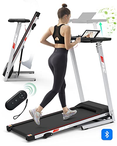 FYC Folding Treadmill for Home – Slim Compact Running Machine Portable Electric Treadmill Foldable Treadmill Workout Exercise for Small Apartment Home Fitness Walking, with Adjustable Table