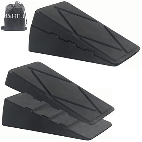 Squat Wedge Block 2 Set (4PCS) Adjustable Rubber Non-Slip Squat Ramp for Heel Elevated Squat and Weight Lifting Improve Mobility Balance and Strength Performance