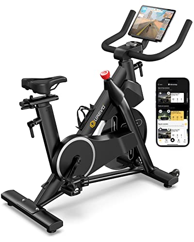 UREVO Auto-Motorized Magnetic Exercise Bike, Smart Indoor Cycling Bike Stationary for Home Compatible with APPs, 350LBS Weight Capacity, Tablet Holder, Competition seat, Silent Belt Drive