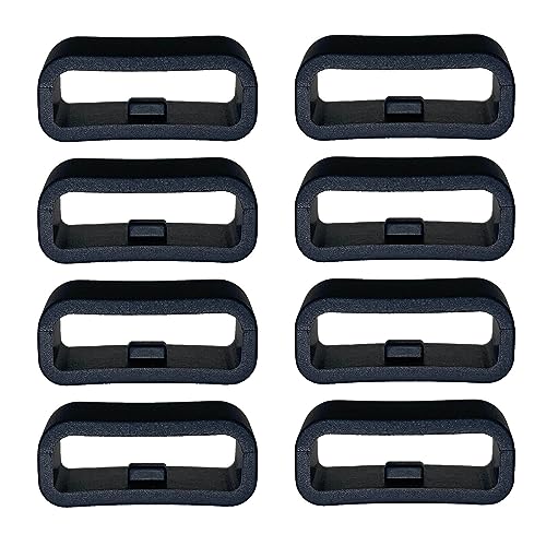 18MM Watchband Fastener Rings Replacement for Garmin Vivoactive 4S/ Vivomove 3S/ Garmin Forerunner 255s/ 255s Music/ Forerunner 265S/ Garmin Venu 2S Silicone Band Keeper Retainer Holder Loop (For 18mm Band, 8 Black)