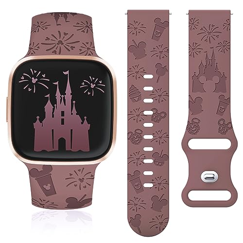 Girovo Engraved Cartoon Band Compatible with Fitbit Versa 2 Band/Versa Lite/Versa Band Women, Cute Soft Silicone Replacement Straps Bracelet Sport Designer Fancy Summer Wristbands for Versa SE