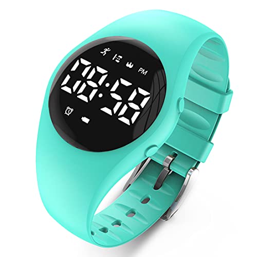 Led Digital Pedometer Watch, Digital Steps Tracker, Non-Bluetooth, Vibrating Alarm Clock, Stopwatch, Great Gift for Children Teens Girls Boys Women (Green)