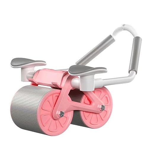 Automatic Rebound Ab Abdominal Exercise Roller Wheel – Ab Roller Wheel Core Strength Trainer, Fitness Home Gym Exercise Tool for Abs,Dual Wheel Design Roller Wheel Core Exercise Equipment – Pink