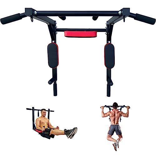 redder Wall Mounted Pull Up Bar, Chin Up bar Dip Station,Multifunctional Home Gym Equipment,Indoor Workout,Support to 440Lbs