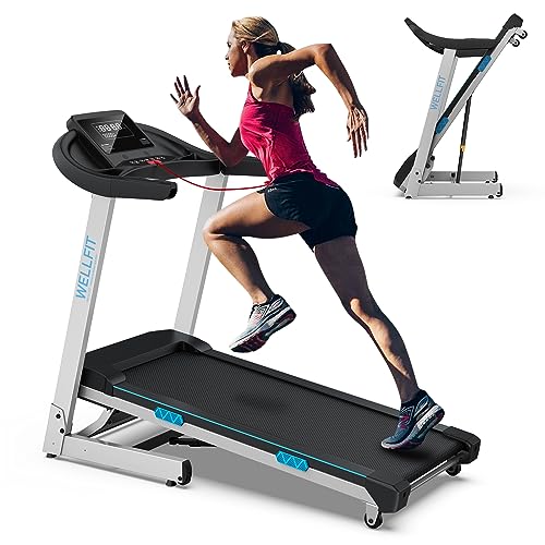 Foldable Treadmill Auto Incline 15 Levels for Home 350 lbs Capacity 3.0 HP, Smart Treadmill with Heart Rate Monitor|Music Player|LED Console Display|Preset Program, Work with Zwift Kinomap WELLFIT App