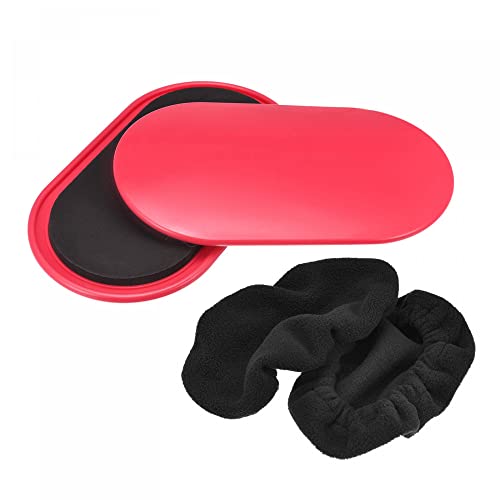 uxcell Exercise Core Sliders, Oval Glider Discs with Feet Covers, Dual Sided Usage in Home Gym for Full Body Workout, Red, 2Set