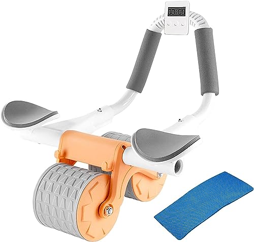 Automatic Rebound Abdominal Wheel Kit with Knee Pad Timer,Ab Roller Fitness Wheel for Gym and Home Exercise Roller Ab Roller Exercise Equipment for Core Workout Ab Workout Equipment ( C : Orange )
