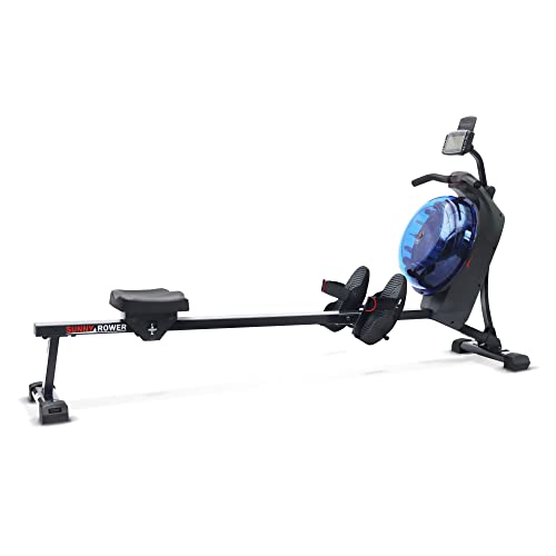 Sunny Health & Fitness Hydro + Dual Resistance Smart Magnetic Water Rowing Machine in Blue – SF-RW522017BLU