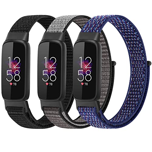 PBFairyy Nylon Elastic Bands Compatible with Fitbit Luxe, Adjustable Breathable Velcro Sport Straps Soft Replacement Solo Loop Wristband for Fitbit Luxe Fitness and Wellness Tracker Women Men