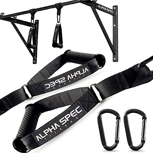 ALPHASPEC 16+ Gym Attachments in One Exercise Handles (Set of 2) Replacement for Ropes Strength Training Resistance Band Handles with Strong ABS Core Grips High Resistance Strap Silicone Grips