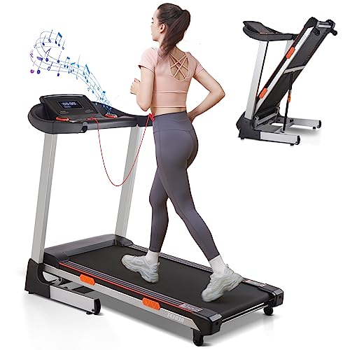 Treadmill with Incline Folding Treadmills for Home 3.5HP Treadmill for Running and Walking with 0-15% Auto Incline, Bluetooth & APP, LED Display, 300 lbs Capacity Running Exercise Machine, Silver