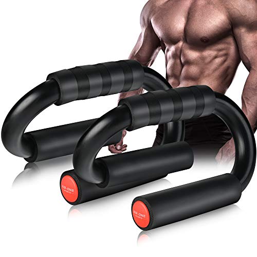 AIR-ONE SPORTS Push Up Bars – 480 lb Capacity, Extra Thick Non-Slip Foam Grips, Sturdy Structure, Ideal for Home Gym Strength Training, Black & Red