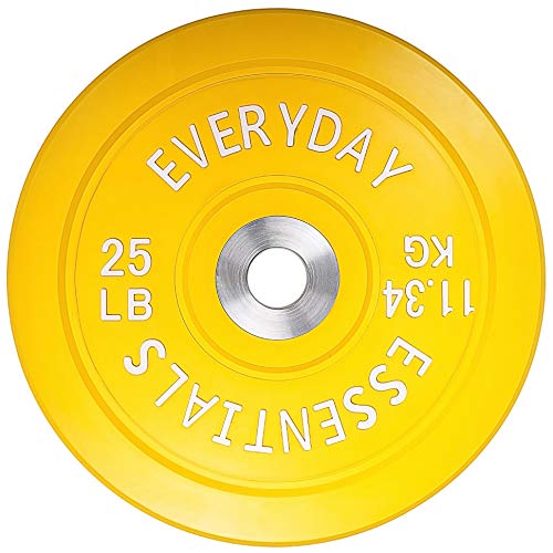 BalanceFrom Color Coded Olympic Bumper Plate Weight Plate with Steel Hub, 25LB Single