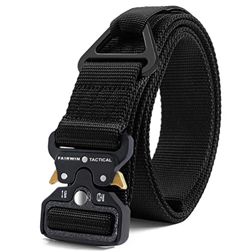 FAIRWIN Tactical Rigger Belt, 1.7 Inches Mens Nylon Webbing Utility Belt with V-ring Heavy-Duty Quick-Release Buckle