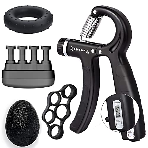 Ufree Grip Strength Trainer 7 Pack Hand Grip Strengthener Forearm Workout Hand Strengthener Kit Adjustable Hand Gripper 11-132LB Hand Exerciser Forearm Grippers