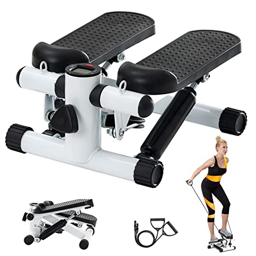 Mini Stepper with Resistance Band, Portable Stair Stepper with Calories Count, Exercise Stepping Machine for Exercise Fitness Office Home Workout Equipment