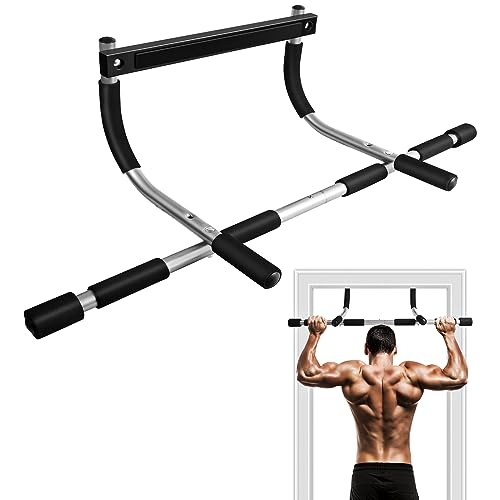 sivmn Pull Up Bar for Doorway, No Screws Portable Chin Up Bar Doorway, Strength Training Door Frame Pull-up Bars, Hanging Bar for Exercise, Door Workout Bar with Foam Grips, Pullup Bars for Home