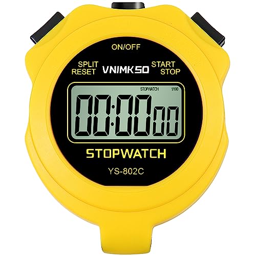 VNIMKSO Simple Silent Stopwatch Timer with ON/Off, Basic Operation, Stopwatch Mode Only (Yellow)