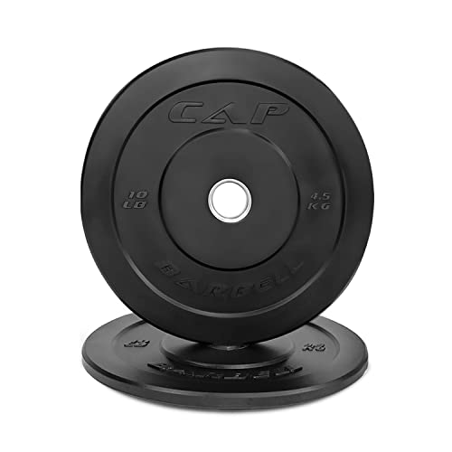 WF Athletic Supply 2 inch Olympic Size Black Premium Bumper Plate with Steel Insert, Great for Strength Training, Weightlifting & Crossfit Competition, Size Options Available