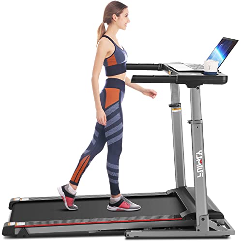 Treadmill with Desk Workstation and Adjustable Height, 300 lb Capacity, Walking Treadmill for Home with Incline & Laptop Attachment