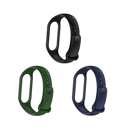 KOMI Watch Band Compatible with Xiaomi Mi Band 7,3 Pack Silicone Replacement Straps for Mi Band 6 Mi Band 5,Adjustable Strap Wristband Bracelet for Women Men