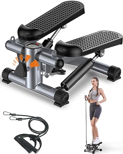 Steppers for Exercise,Mini Stepper with Exercise Equipment for Home Workouts,Hydraulic Fitness Stair Stepper with Resistance Band & Calories Count 350lbs Weight Capacity