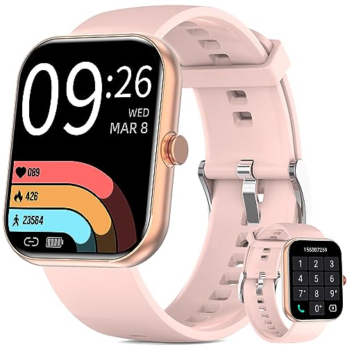 Smart Watches for Women Men with Call, Fitness Tracker 1.91″ Touch Screen Fitness Watch with Heart Rate Sleep Monitor, Step Counter SmartWatch for 100 Sport Modes Activity Tracker IP68 Waterproof Pink
