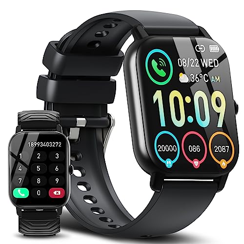 Smart Watch for Men Women(Dial/Answer Calls), Activity Trackers with Heart Rate/Sleep Monitor, 112 Sports Modes/IP68 Waterproof,1.85″ HD Touchscreen Fitness Watch Compatible with Android iOS, Black