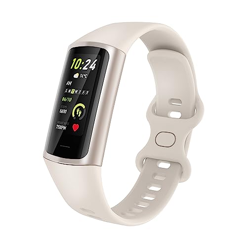 MORELOCO AMOLED Fitness Tracker Watch with Heart Rate Monitor Blood Pressure Blood Oxygen Sleep Monitor Women’s Health Tracking, Music Control, Waterproof Smart Watch. (4-White)