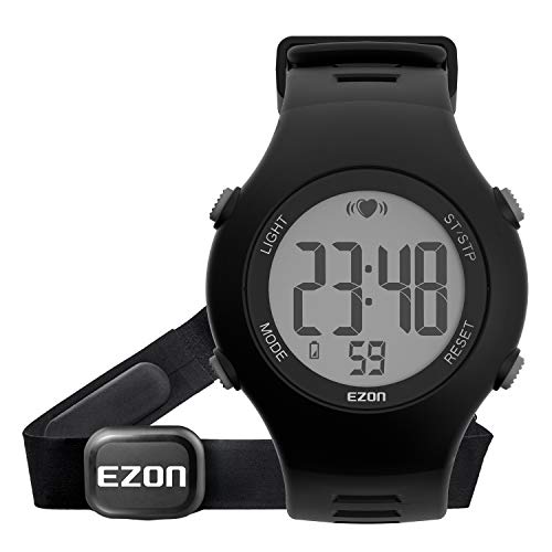 EZON T037A11 Heart Rate Monitor Outdoor Sport Digital Watch with Chest Strap, Alarm, Chronograph