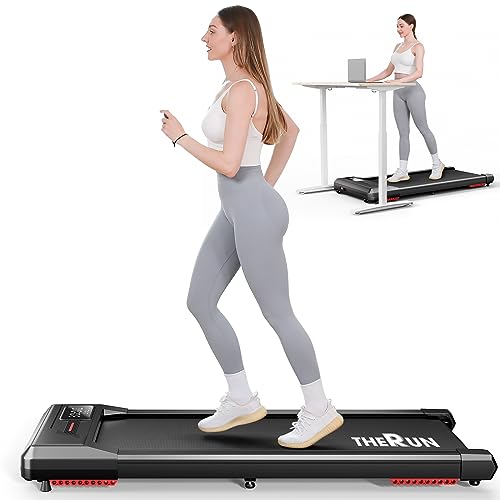 THERUN Walking Pad, 2.5 HP Under Desk Treadmill with Remote Control for Walking and Jogging, 265lbs Capacity Widen Running Belt Portable Walking Desk Treadmill LED Display for Home/Office（Black