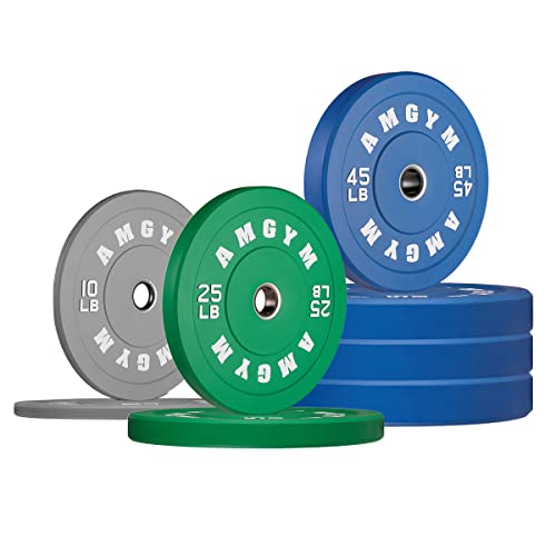 AMGYM Color Olympic Bumper Plate, Weights Plates, Bumper Weight Plate, Steel Insert, Strength Training(250lb set)