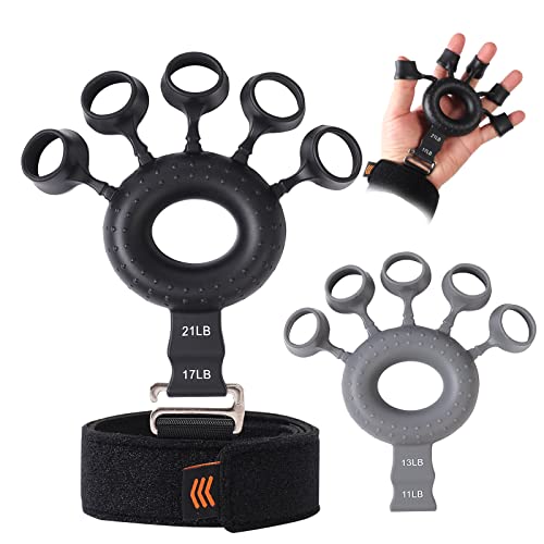 Silicone Finger Trainer – Grip Strength Trainer For Forearms, Hands And Fingers, 4 Resistance Levels, Finger Stretchers And Hand Exercise Rings, Improve Hand Strength And Flexibility, Hand Grip Strengthener, Hand Exercise Equipment