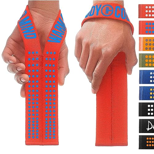 WARM BODY COLD MIND V1 Lifting Wrist Straps for Olympic Weightlifting, Powerlifting, Bodybuilding, Functional Strength Training, for Cross Training – Heavy-Duty Cotton Wrist Wraps, Pair (Red/Blue)