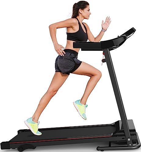 GINPORD Foldable Treadmill with Incline for Home, Folding Treadmill for Small Spaces, Low Noise, Knee Protection, Max 2.5HP 250 LBS Capacity