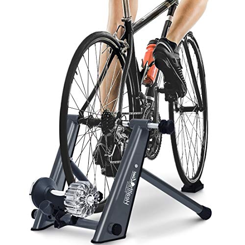 Indoor Fluid Bike Trainer, HEALTH LINE PRODUCT Stationary Exercise Cycling Heavy Duty Portable Stand, Fit 26-29″ Mountain & Road Bicycle with Quick Release/Riser Block