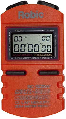 Robic Hi Precision Stopwatch; Developed, Sold and Shipped in America; 12 Memory Recall Professional Quality Stopwatch, takes 199 readings, Easy to Use, Easy to Read-Royal Orange
