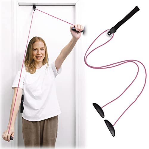 Shoulder Pulley Over The Door Physical Therapy System, Exercise Pulley for Physical Therapy, Alleviate Shoulder Pain and Facilitate Recovery from Surgery (Pink)