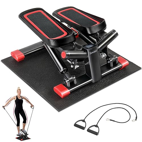 Ktaxon Steppers for Exercise, Mini Stepper, Stair Stepper with Unique Twist Movement, 300lbs Super Loading Capacity, Adjustable Resistance Design, Silent Operation and Compact Design (Red)